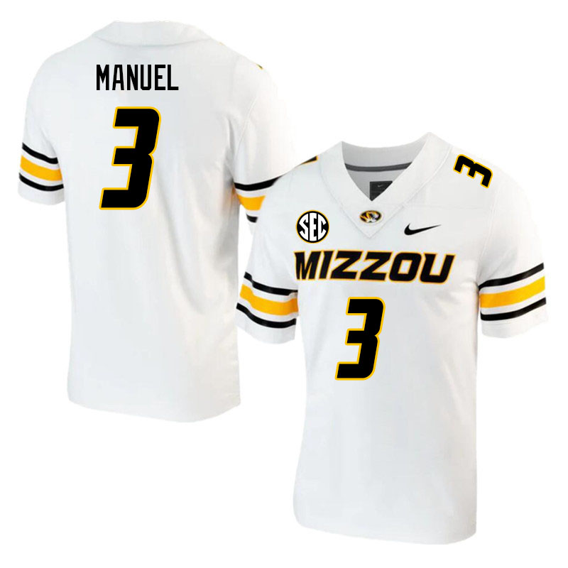 Men #3 Martez Manuel Missouri Tigers College 2023 Football Stitched Jerseys Sale-White - Click Image to Close